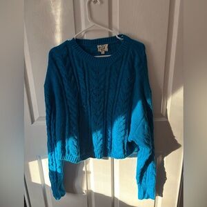 Cozy Blue Cable Knit Sweater